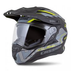 Motocross Helmet CASSIDA ROAD RUNNER TechniX grey matt/ black/ yellow fluo/ black matt peak XS