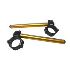 Aluminium-forged clip-ons ACCOSSATO CP003 with metal clamp composed of 2 half-rings 10 degrees inclination, gold