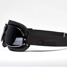 Goggles ARIETE ARIETE VINTAGE 13990-NV black leather ruthenium frame, fume lens