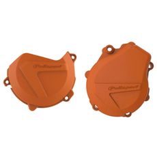 Clutch and ignition cover protector kit POLISPORT 90992 Oranžna