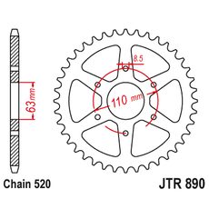 Zadnji verižnik (zobnik) JT JTR 890-45 45T, 520