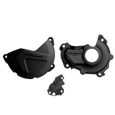 Clutch and ignition cover protector kit POLISPORT 90945 Črn