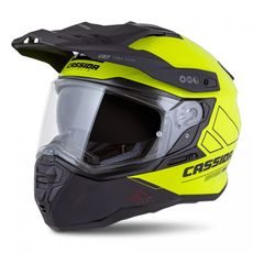 Motocross Helmet CASSIDA ROAD RUNNER DUAL yellow fluo/ black/ black matt peak 2XL