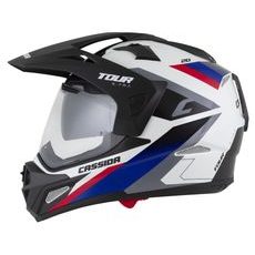 Motocross Helmet CASSIDA TOUR 2.0 X-TRA white/blue/red/black/black matt peak XL