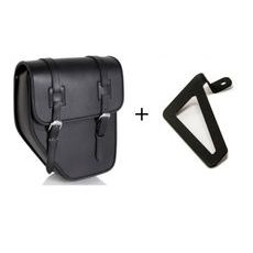 Leather saddlebag CUSTOMACCES IBIZA APS015N črna right, with side metal base + universal support