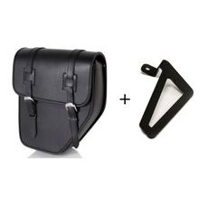 Leather saddlebag CUSTOMACCES IBIZA APS016N črna left, with metal base left side and left fitting kit