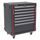 Integrated under table 7 drawer trolley LV8 EQM7K.7605 with oil-resistant wooden worktop črna