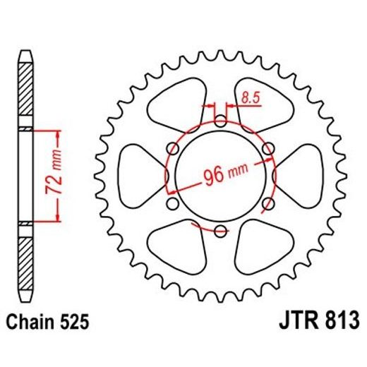 Zadnji verižnik (zobnik) JT JTR 813-39 39T, 525