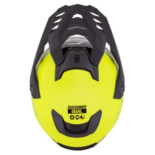 Motocross Helmet CASSIDA ROAD RUNNER DUAL yellow fluo/ black/ black matt peak 2XL
