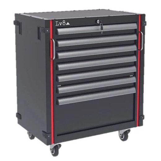 Integrated under table 7 drawer trolley LV8 EQM7K.7605 with oil-resistant wooden worktop črna