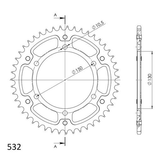 Rear sprocket SUPERSPROX STEALTH RST-866:47-GLD zlata 47T, 532