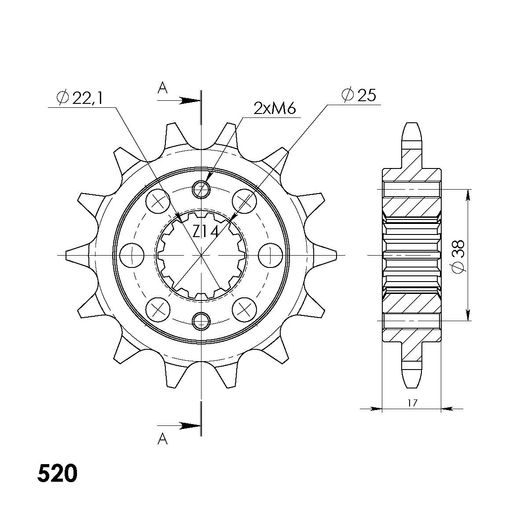 Sprednji verižnik SUPERSPROX CST-4041:14 14T, 520