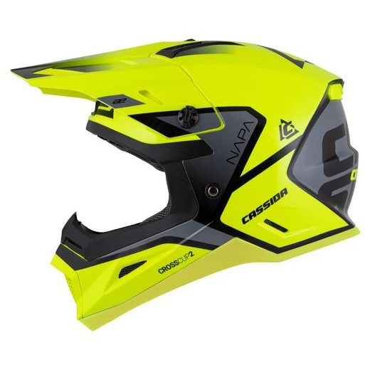 Motocross Helmet CASSIDA CROSS CUP 2 NAPA JUNIOR yellow fluo/black/pearl gray M