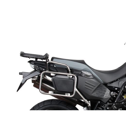 Komplet aluminijastih kovčkov z nosilci in ploščo SHAD TERRA BLACK, 48L zadnji kovček in 36L/47L stranski kovčki SHAD BMW F 650 GS/ F 700 GS/ F 800 GS