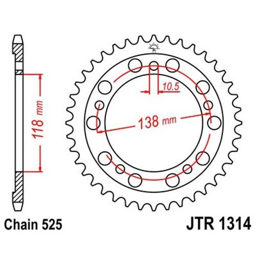 Zadnji verižnik (zobnik) JT JTR 1314-39 39T, 525