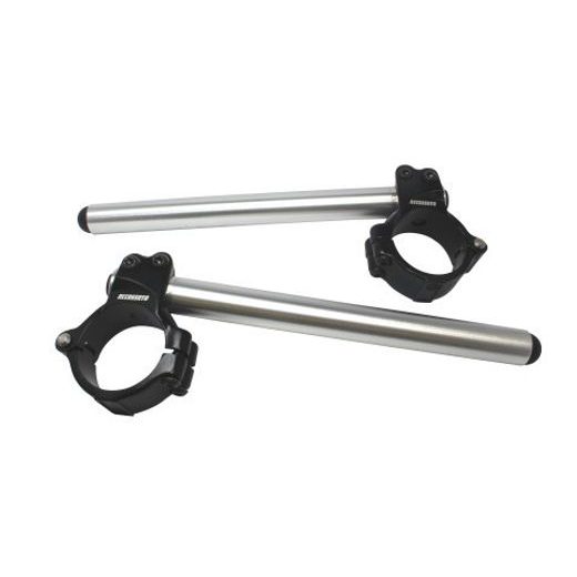 Aluminium-forged clip-ons ACCOSSATO CP003 with metal clamp composed of 2 half-rings 10 degrees inclination, silver