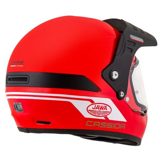 Motocross Helmet CASSIDA FORMX JAWA ROTAX red/ white/ gold/ black matt peak M