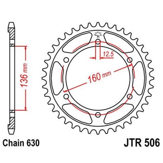 Zadnji verižnik (zobnik) JT JTR 506-40 40T, 630
