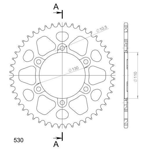 Aluminijasti zadnji verižnik (zobnik) SUPERSPROX RAL-479:48-BLK črna 48T, 530