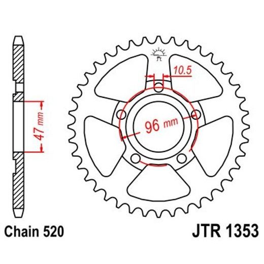 Zadnji verižnik (zobnik) JT JTR 1353-35 35T, 520