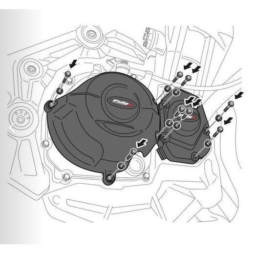 Engine protective covers PUIG 20625N črna included right, left and alternator caps