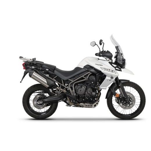 Set of SHAD TERRA TR40 adventure saddlebags and SHAD TERRA aluminium top case TR55 PURE BLACK, including mounting kit SHAD TRIUMPH TIGER 800