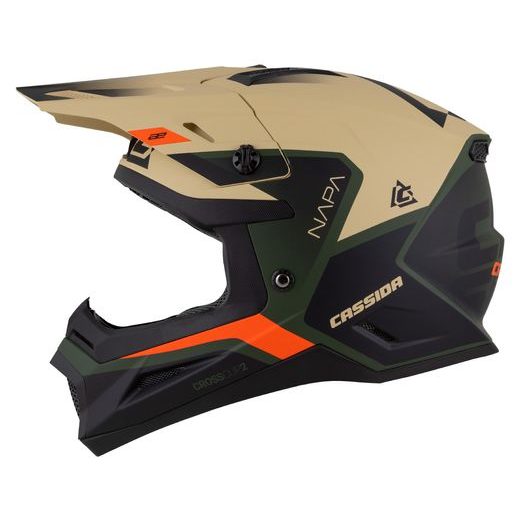 Motocross Helmet CASSIDA CROSS CUP 2 NAPA sand/ green/ orange/ black matt 2XL