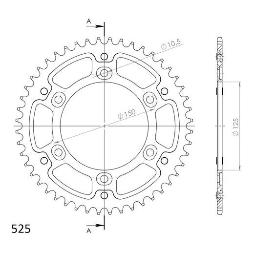 Rear sprocket SUPERSPROX STEALTH RST-899:50-GLD zlata 50T, 525