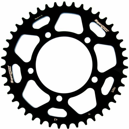 Aluminijasti zadnji verižnik (zobnik) SUPERSPROX RAL-7025:43-BLK črna 43T, 520