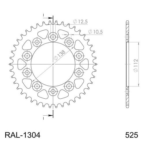 Aluminijasti zadnji verižnik (zobnik) SUPERSPROX RAL-1304:43-BLU moder 43T, 525