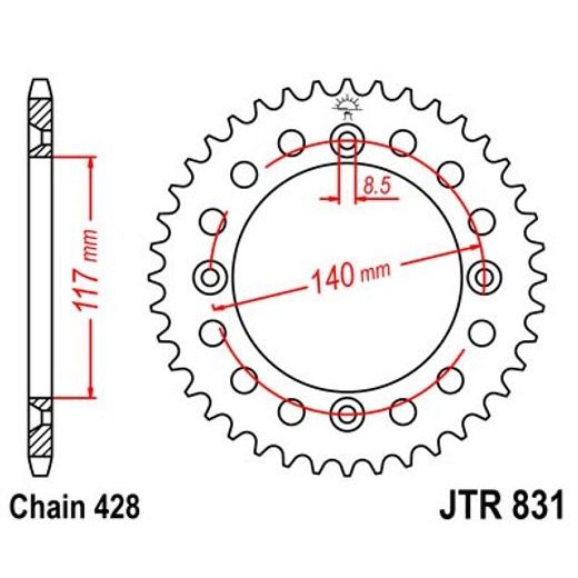 Zadnji verižnik (zobnik) JT JTR 831-48 48T, 428