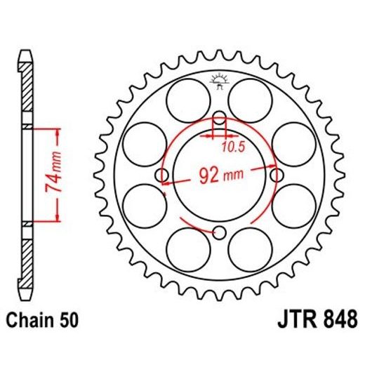 Zadnji verižnik (zobnik) JT JTR 848-37 37T, 530