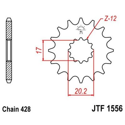 Sprednji verižnik JT JTF 1556-12 12T, 428