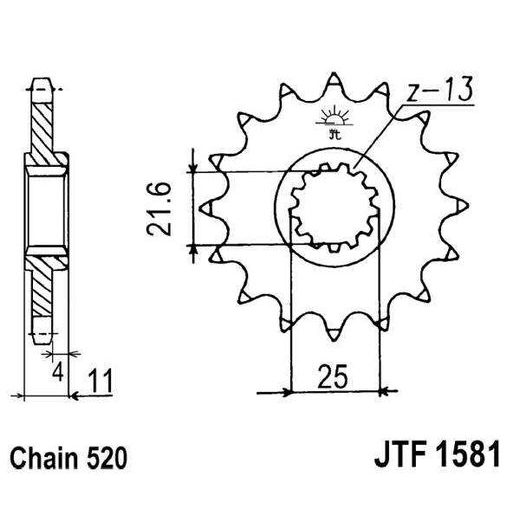 Sprednji verižnik JT JTF 1581-16 16T, 520