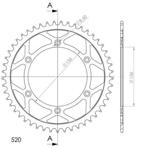 Verižni set EK - Srebrna chain 520 H, Non-sealed, CHK front sprocket SUPERSPROX, CHK rear sprocket SUPERSPROX za HUSQVARNA SM 125 S 2000-2010