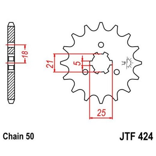Sprednji verižnik JT JTF 424-14 14T, 530