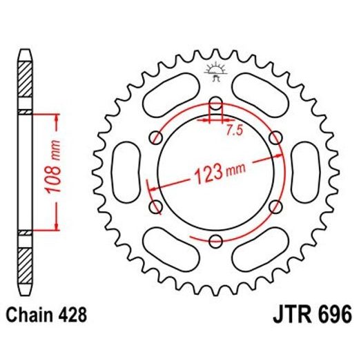 Zadnji verižnik (zobnik) JT JTR 696-50 50T, 428