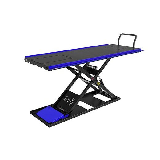Motorcycle lift LV8 NANO 600 FLOOR VERSION EN600GE.B with electro-hydraulic unit (black and blue RAL 5005)