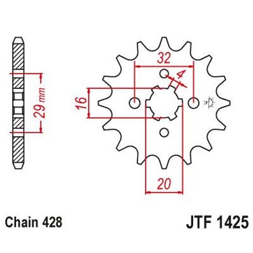 Sprednji verižnik JT JTF 1425-13 13T, 428