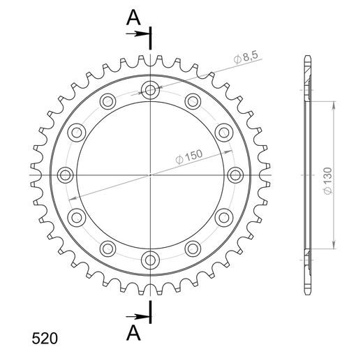 Zadnji verižnik (zobnik) SUPERSPROX RFE-245/2:40-BLK črna 40T, 520