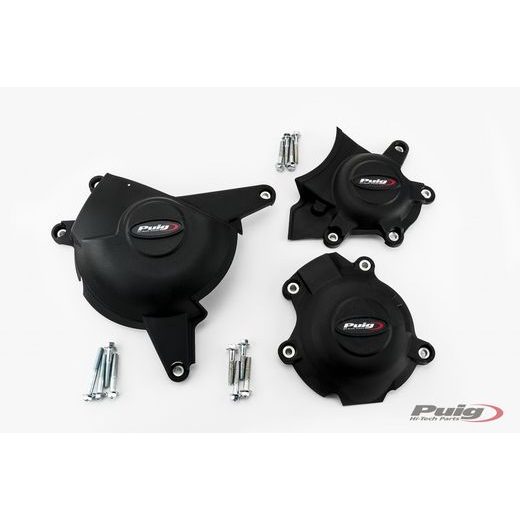 Engine covers PUIG Track for Championship 21517N črna included 3 covers