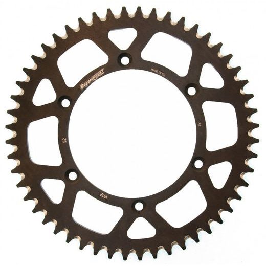 Aluminijasti zadnji verižnik (zobnik) SUPERSPROX RAL-1512:52-BLK črna 52T, 520