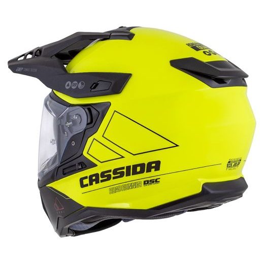 Motocross Helmet CASSIDA ROAD RUNNER DUAL yellow fluo/ black/ black matt peak XL