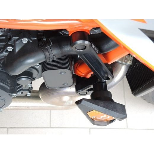 Crash sliders RDMOTO KTM13N white polyamide with silver caps