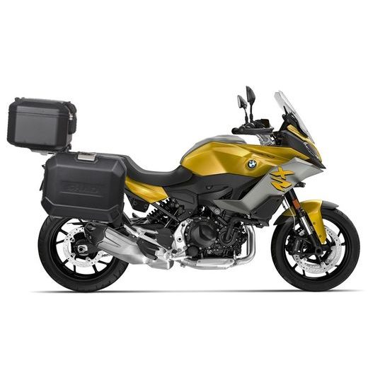 Komplet aluminijastih kovčkov z nosilci in ploščo SHAD TERRA BLACK, 37L zadnji kovček in 47L stranski kovčki SHAD BMW F 900 XR
