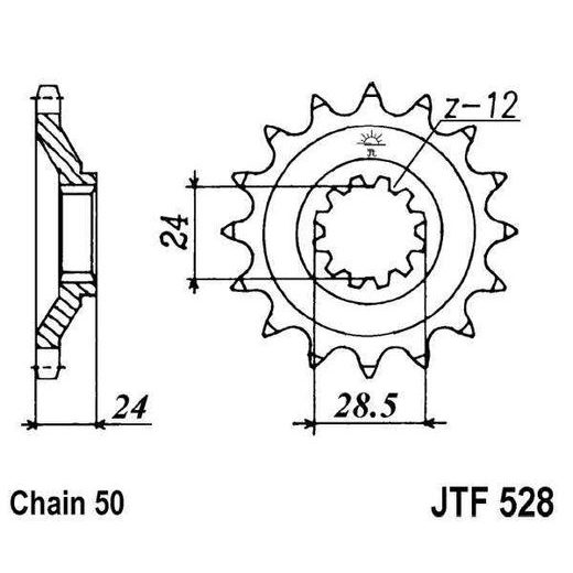 Sprednji verižnik JT JTF 528-17 17T, 530