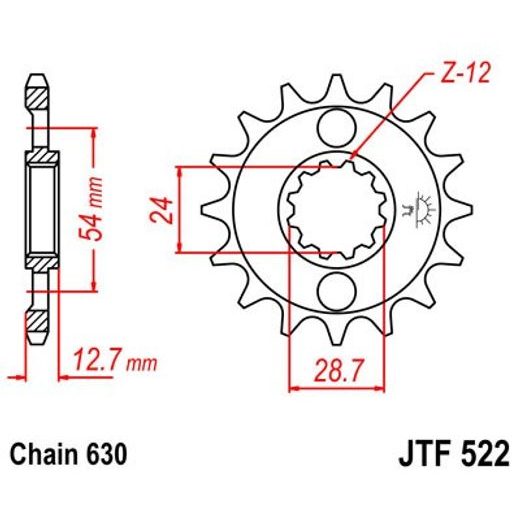 Sprednji verižnik JT JTF 522-16 16T, 630