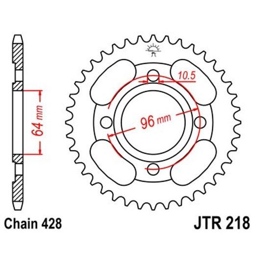 Zadnji verižnik (zobnik) JT JTR 218-44 44T, 428