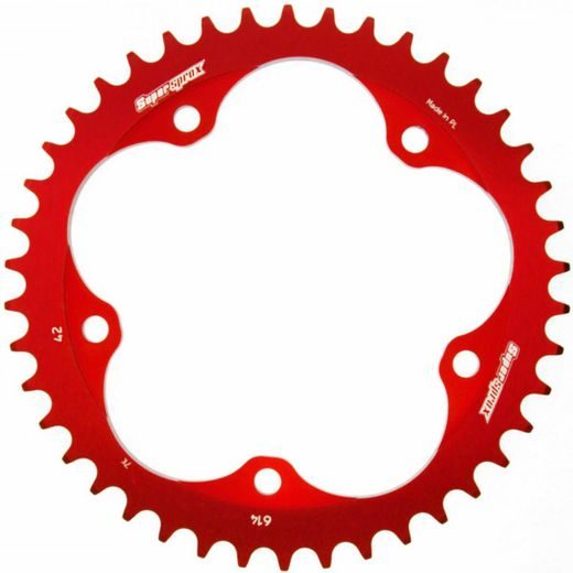 Aluminijasti zadnji verižnik (zobnik) SUPERSPROX RAL-614:42-RED rdeč 42T, 525