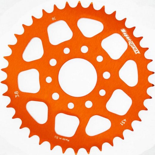 Aluminijasti zadnji verižnik (zobnik) SUPERSPROX RAL-451:38-ORG oranžna 38T, 415